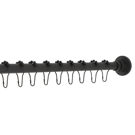 Kingston Brass SRK600 72-Inch Adjustable Shower Curtain Rod with Rings, Matte Black SRK600